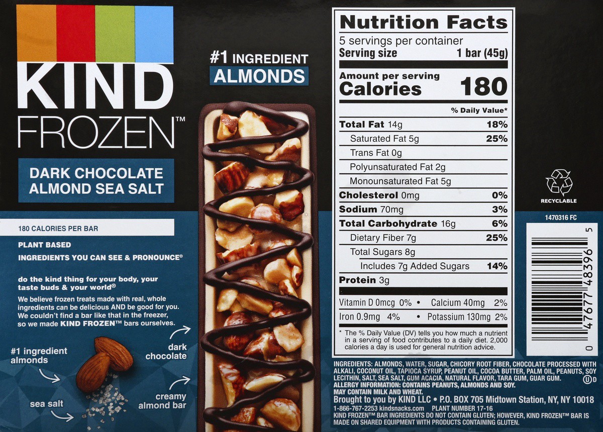 slide 6 of 9, KIND Dark Chocolate Almond Sea Salt & Nut Treat Bars (Pack of 5), 8 fl oz