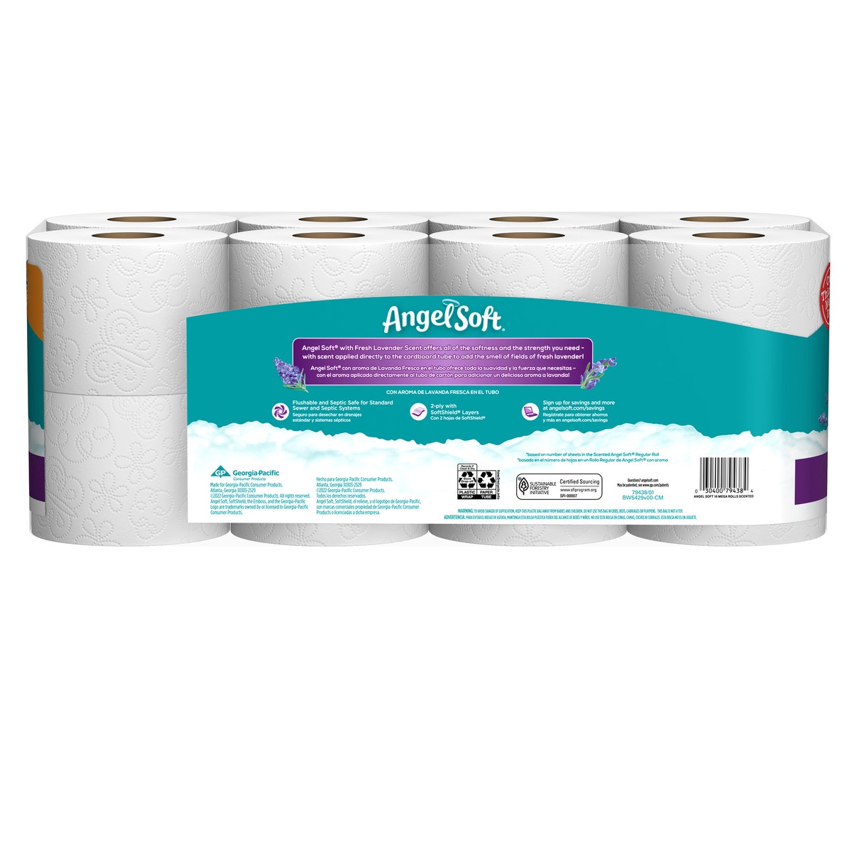 slide 5 of 6, Angel Soft Mega Roll Lavender, 16 ct