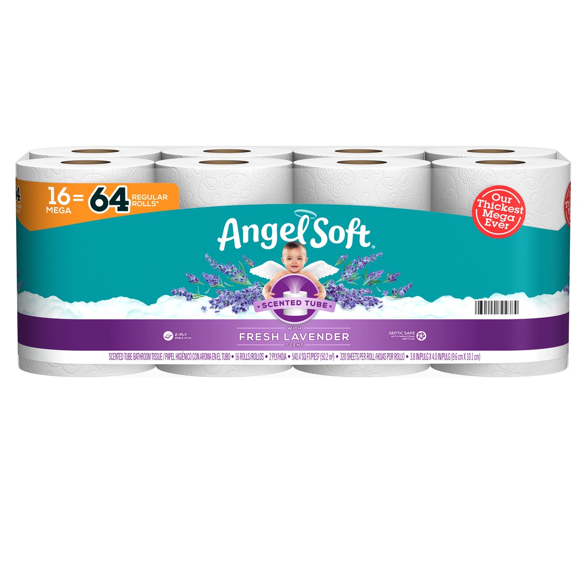 slide 3 of 6, Angel Soft Mega Roll Lavender, 16 ct