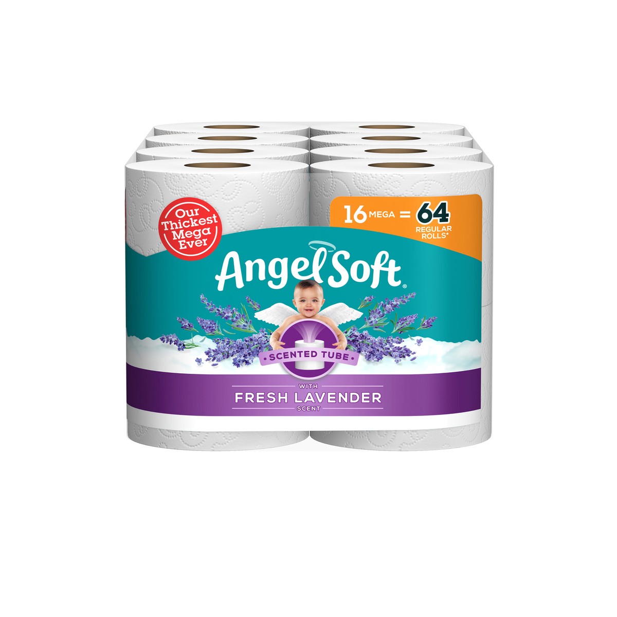 slide 2 of 6, Angel Soft Mega Roll Lavender, 16 ct