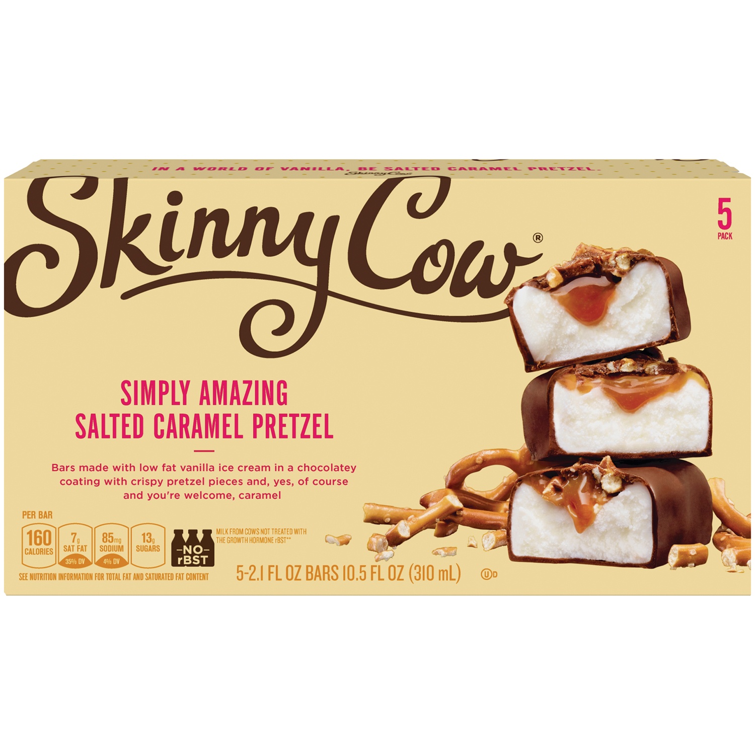 slide 2 of 7, Skinny Cow Simply Amazing Salted Caramel Pretzel Ice Cream Bars, 5 ct