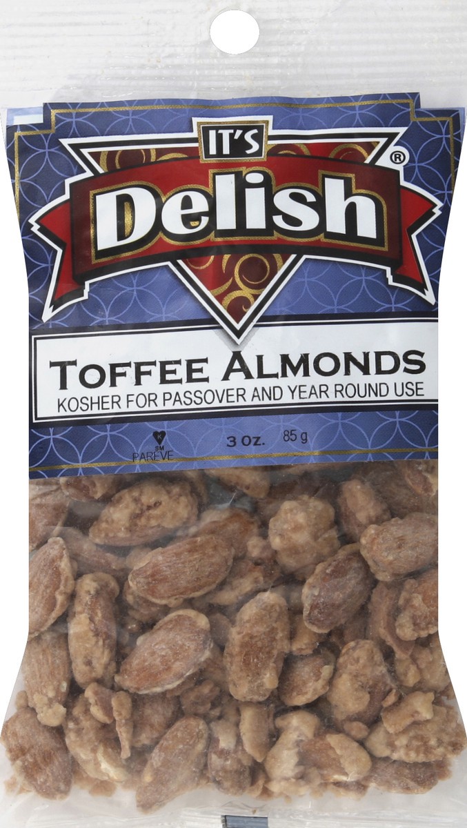 slide 1 of 4, It's Delish Toffee Almonds 3 oz, 3 oz
