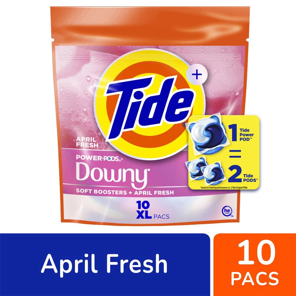 slide 5 of 6, Tide April Fresh Power PODs + Downy Laundry Detergent Pods Soft Boosters, 10 ct