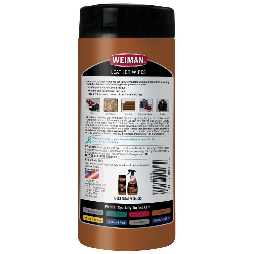 slide 26 of 47, Weiman Leather Conditioning Wipes 30 ea, 30 ct