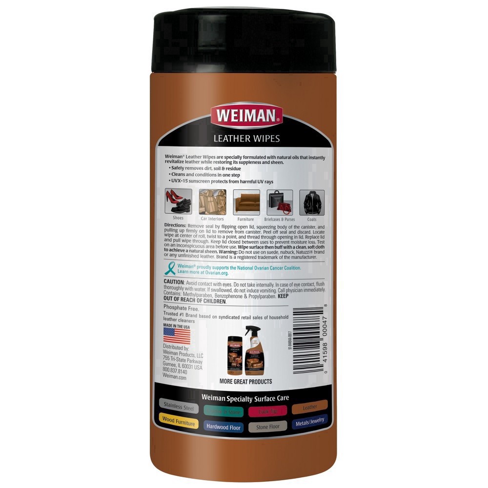 slide 3 of 47, Weiman Leather Conditioning Wipes 30 ea, 30 ct