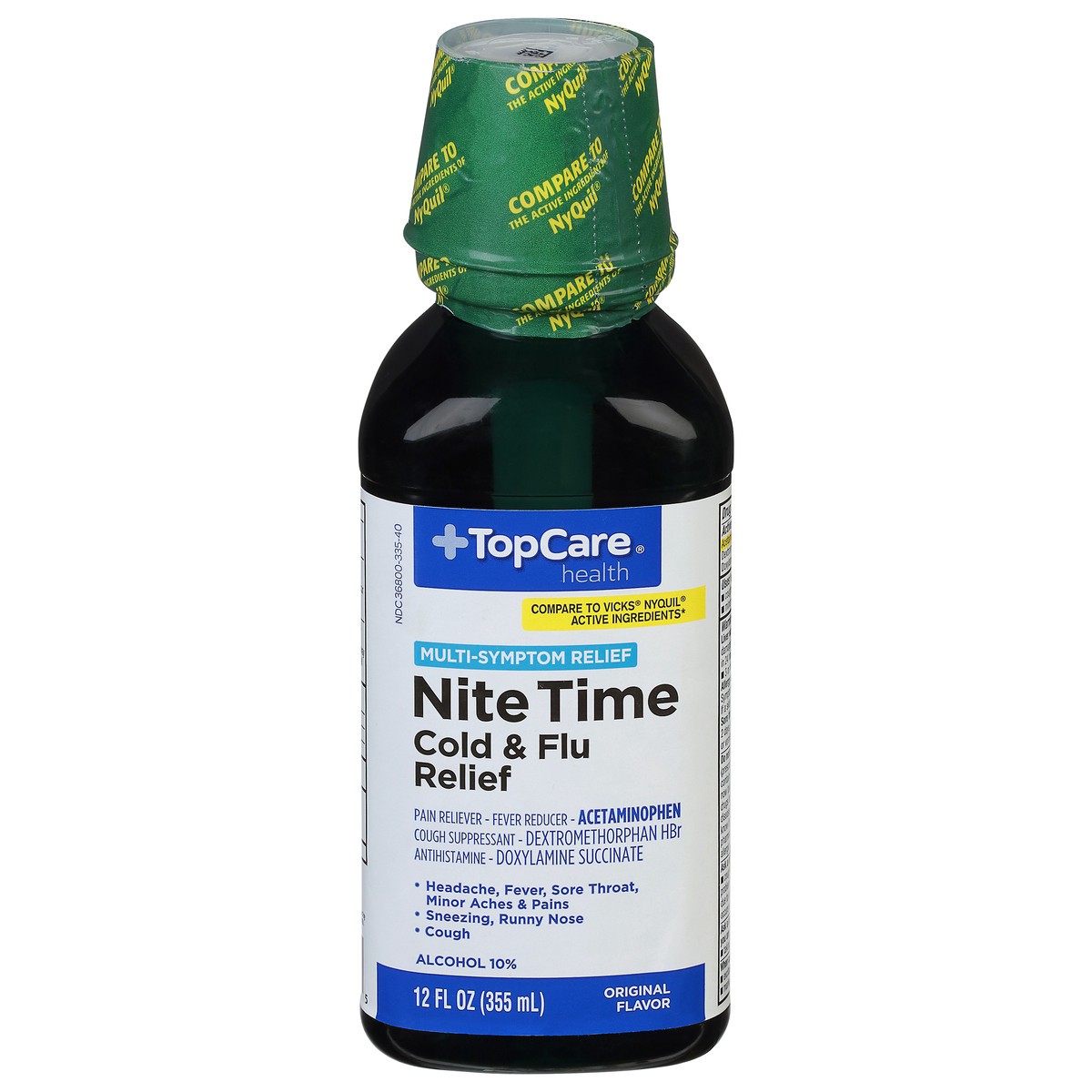 slide 1 of 10, TopCare Nite Time Cold And Flu Relief, 12 oz