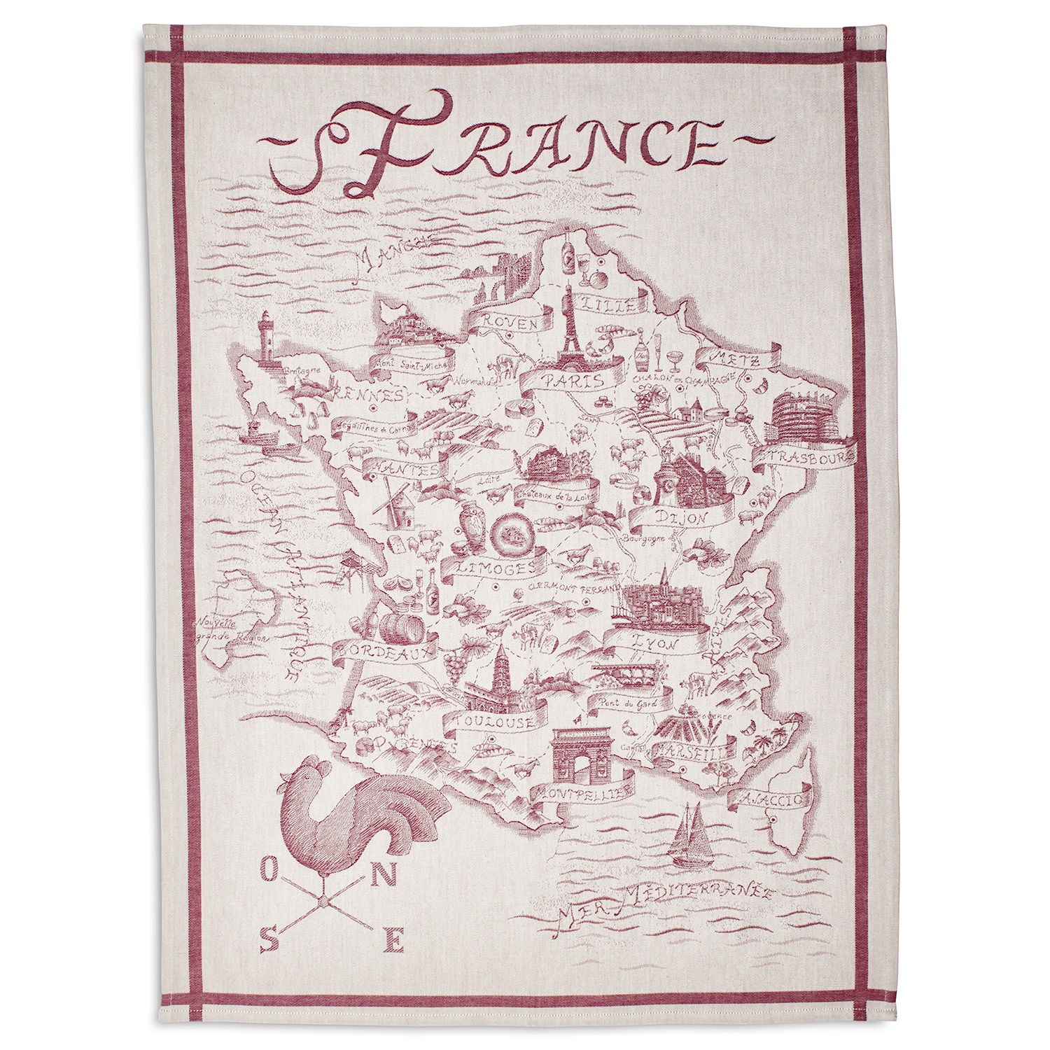 slide 1 of 1, Sur La Table Map of France Jacquard Kitchen Towel, 30 in x 22 in