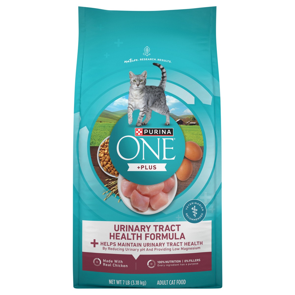 slide 1 of 8, Purina ONE High Protein Dry Cat Food, +Plus Urinary Tract Health Formula - 7 lb. Bag, 7 lb