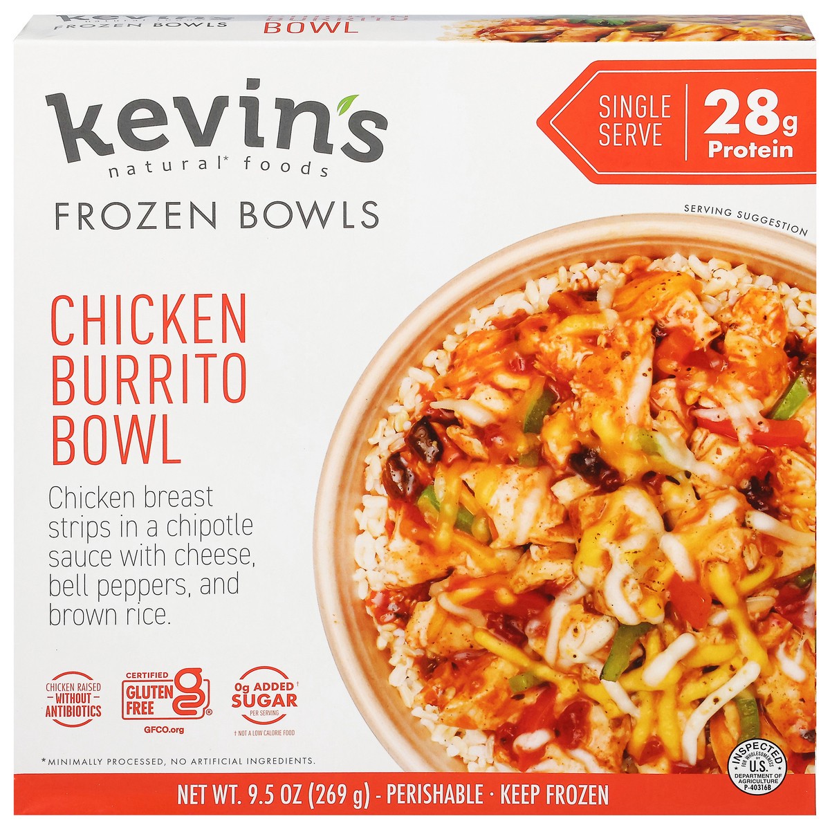 slide 1 of 13, Kevin's Natural Foods Chicken Burrito Bowl 9.5 oz, 9.5 oz