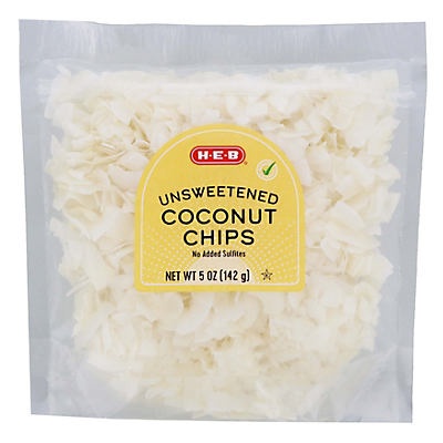 slide 1 of 1, H-E-B Unsweetened Coconut Chips, 5 oz