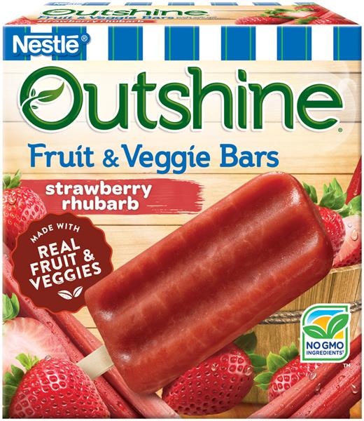 slide 1 of 1, Outshine Fruit & Veggie Bars, Strawberry Rhubarb, Box, 6 ct