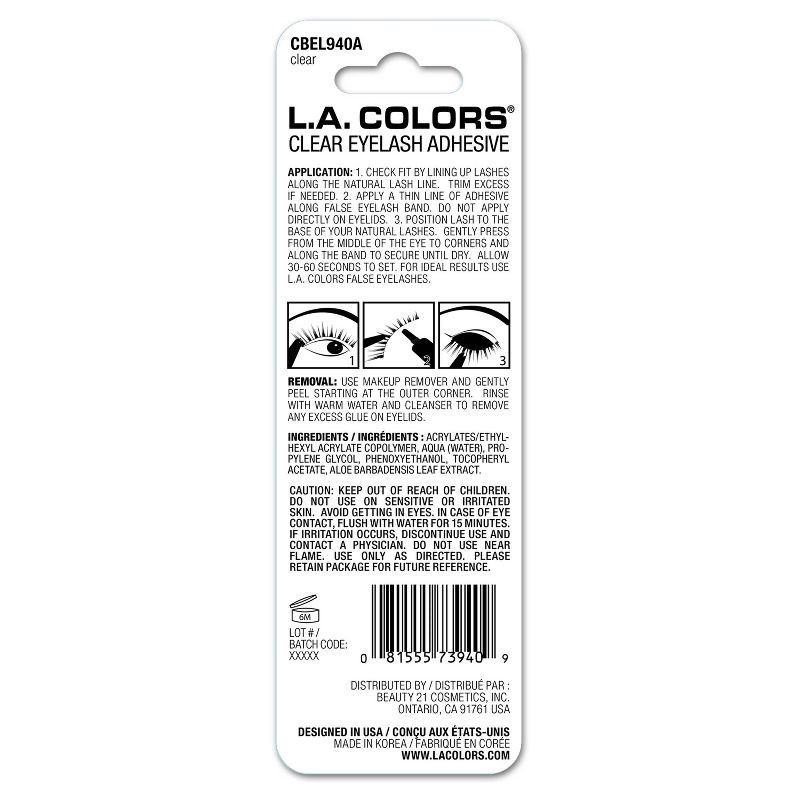 slide 4 of 6, L.A. Colors Eyelash Adhesive, Clear BEL640, Dramatilash, 0.17 oz