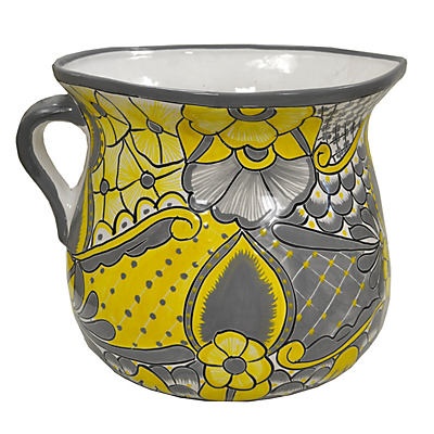 slide 1 of 1, Blue Orange Pottery Gray & Yellow Taza Pitcher TalaveraPlanter, 1 ct