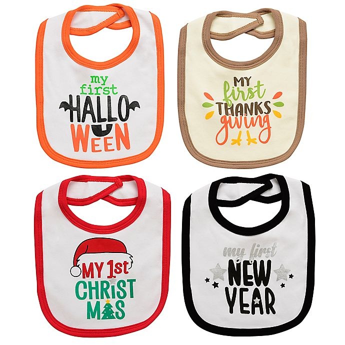 slide 1 of 1, Baby Starters Fall Holiday Bibs, 4 ct