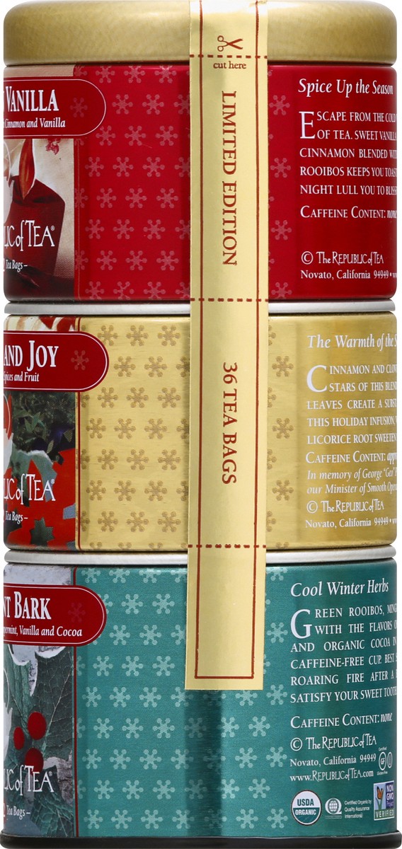 slide 4 of 12, The Republic of Tea Tea Bags Cinnamon Vanilla/Comfort and Joy/Peppermint Bark Holiday Tea - 36 ct, 36 ct