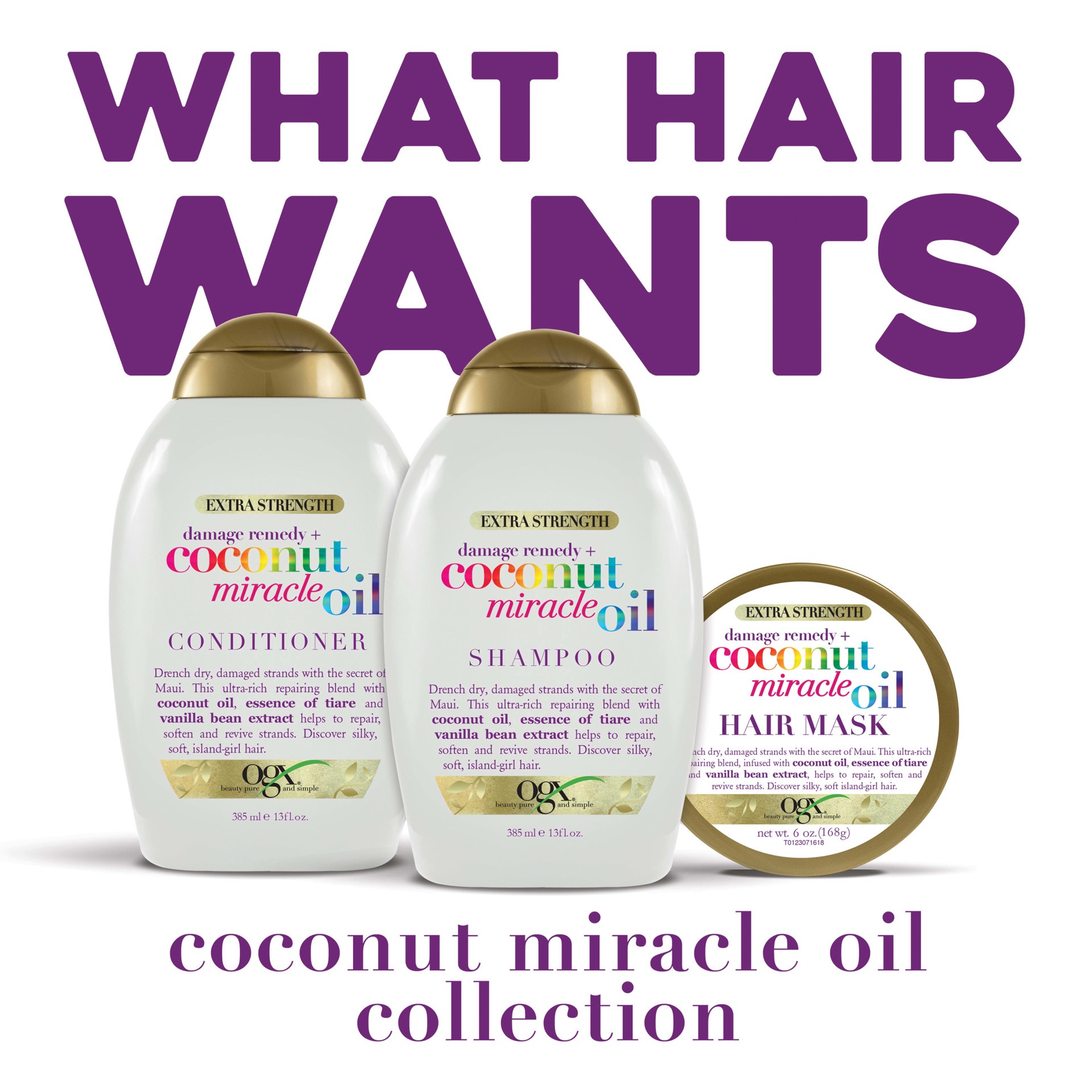 slide 5 of 5, OGX Extra Strength Damage Remedy + Coconut Miracle Oil Hair Mask, 6 Oz, 6 oz