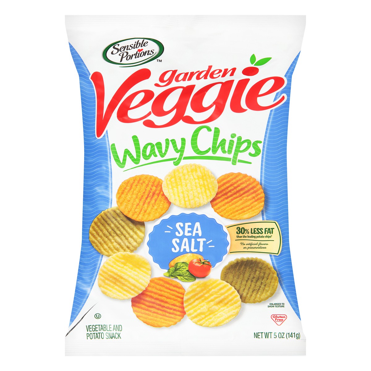 slide 9 of 9, Garden Veggie Sensible Portions Garden Veggie Wavy Chips Sea Salt Vegetable & Potato Snack 5 oz. Bag, 5 oz