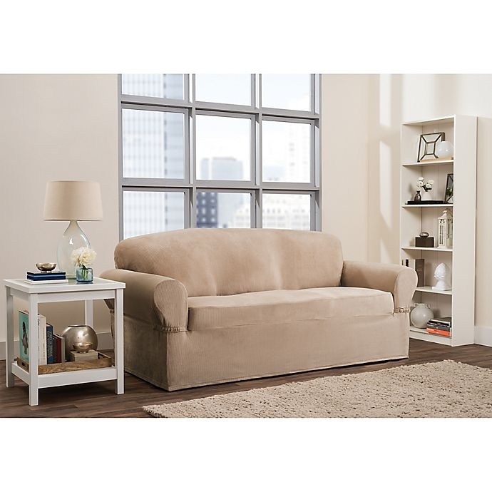 slide 1 of 2, Smart Fit Roland Polyester Stretch Sofa Slipcover - Sand, 1 ct