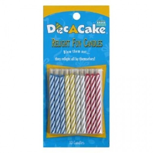 slide 1 of 1, Dec-A-Cake Relight Fun Candles, 10 ct