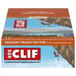CLIF BAR - Crunchy Peanut Butter - Made with Organic Oats - Energy Bars - Non-GMO - Plant Based Protein Bars (12 Pack)