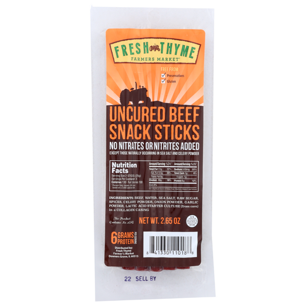 slide 1 of 1, Fresh Thyme Uncured Beef Stick, 2.65 oz