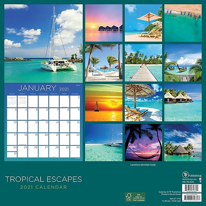 slide 2 of 6, TF Publishing 2021 Tropical Escapes Wall Calendar, 1 ct