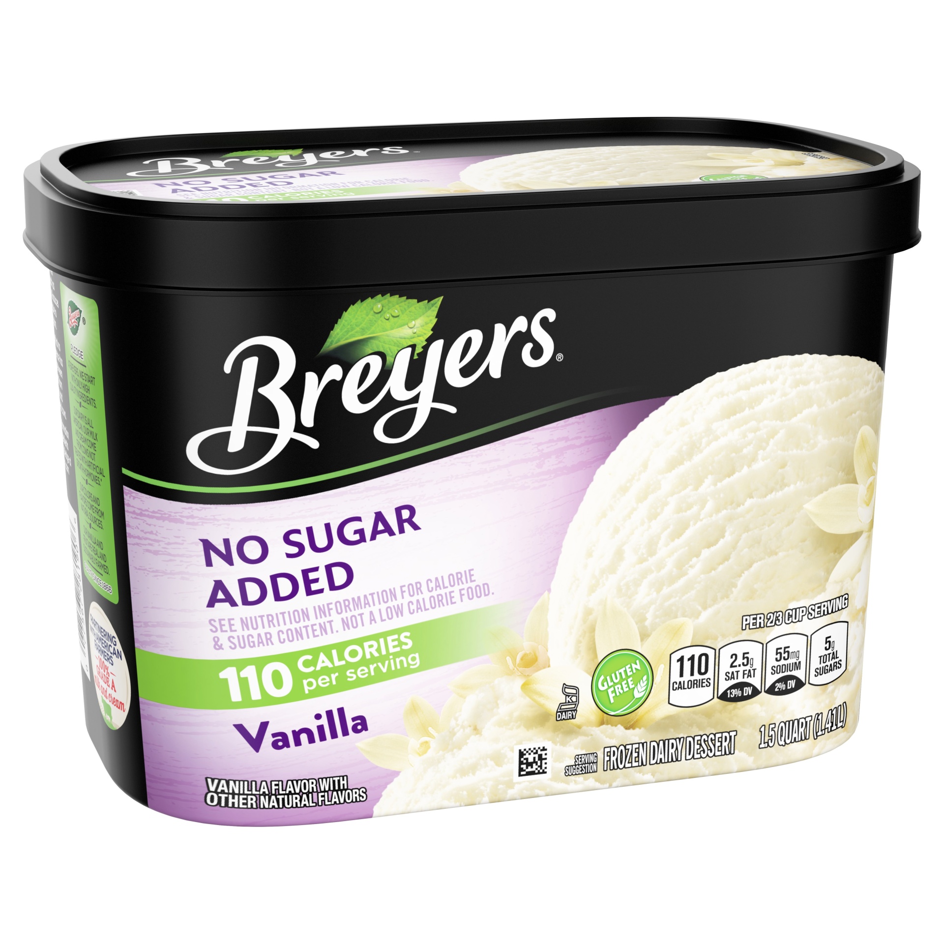 slide 1 of 1, Breyers No Sugar Added Vanilla Ice Cream, 1.5 qt