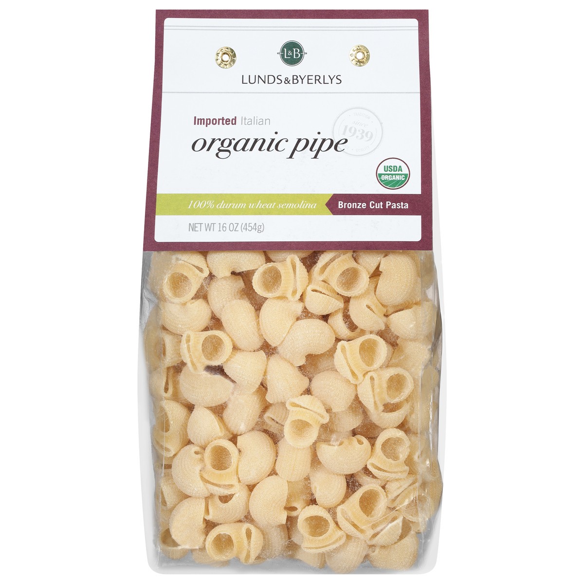 slide 1 of 4, Lunds & Byerlys Organic Imported Italian Pipe Bronze Cut Pasta 16 oz, 16 oz