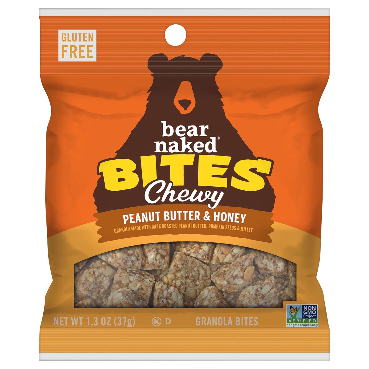 slide 1 of 8, Bear Naked Bites Single-Serve Peanut Butter & Honey, 1.3 oz