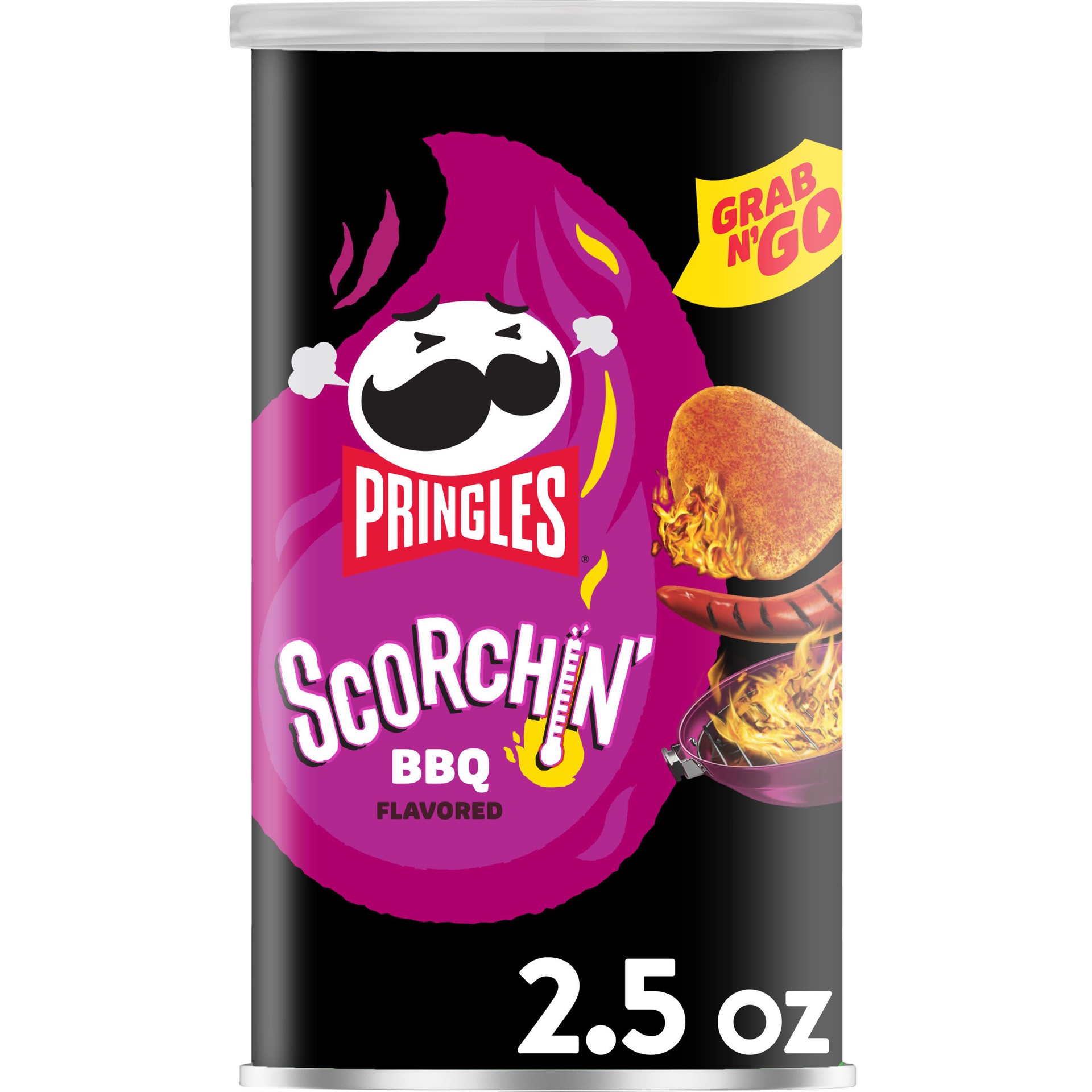 slide 1 of 5, Pringles Scorchin' Potato Crisps Chips, BBQ, 2.5 oz, 2.5 oz