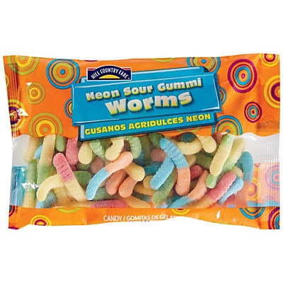 slide 1 of 1, Hill Country Fare Neon Sour Gummi Worms, 15 oz