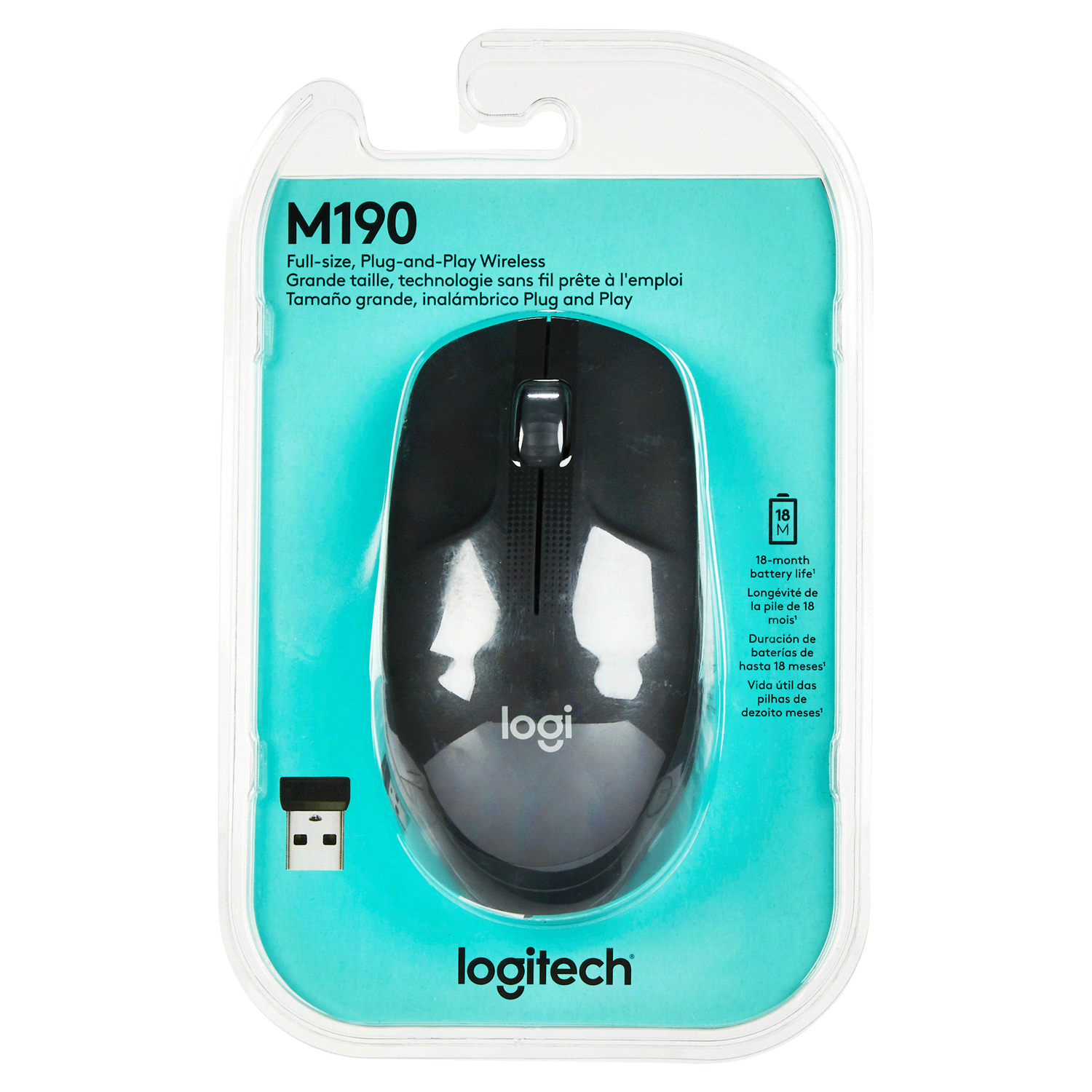 slide 1 of 5, Logitech Wireless Mouse, M190, 1 ct