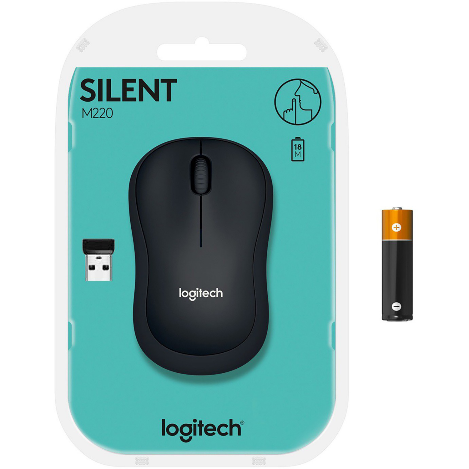 slide 3 of 3, Logitech M220 Silent Wireless Mouse in Black, 1 ct
