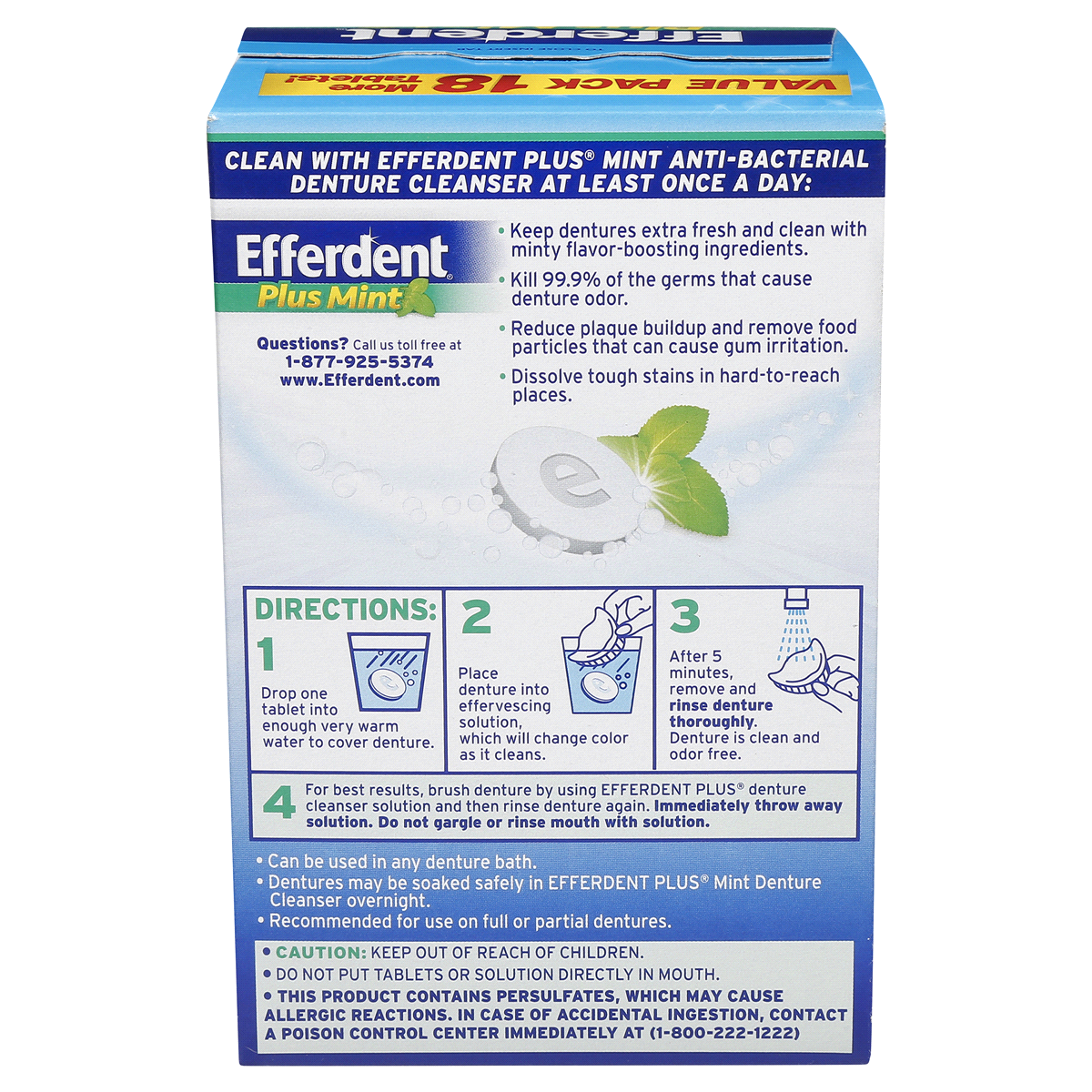 slide 7 of 8, Efferdent Retainer & Denture Cleaner Tablets, Minty Fresh & Clean, 126 Count, 126 pk