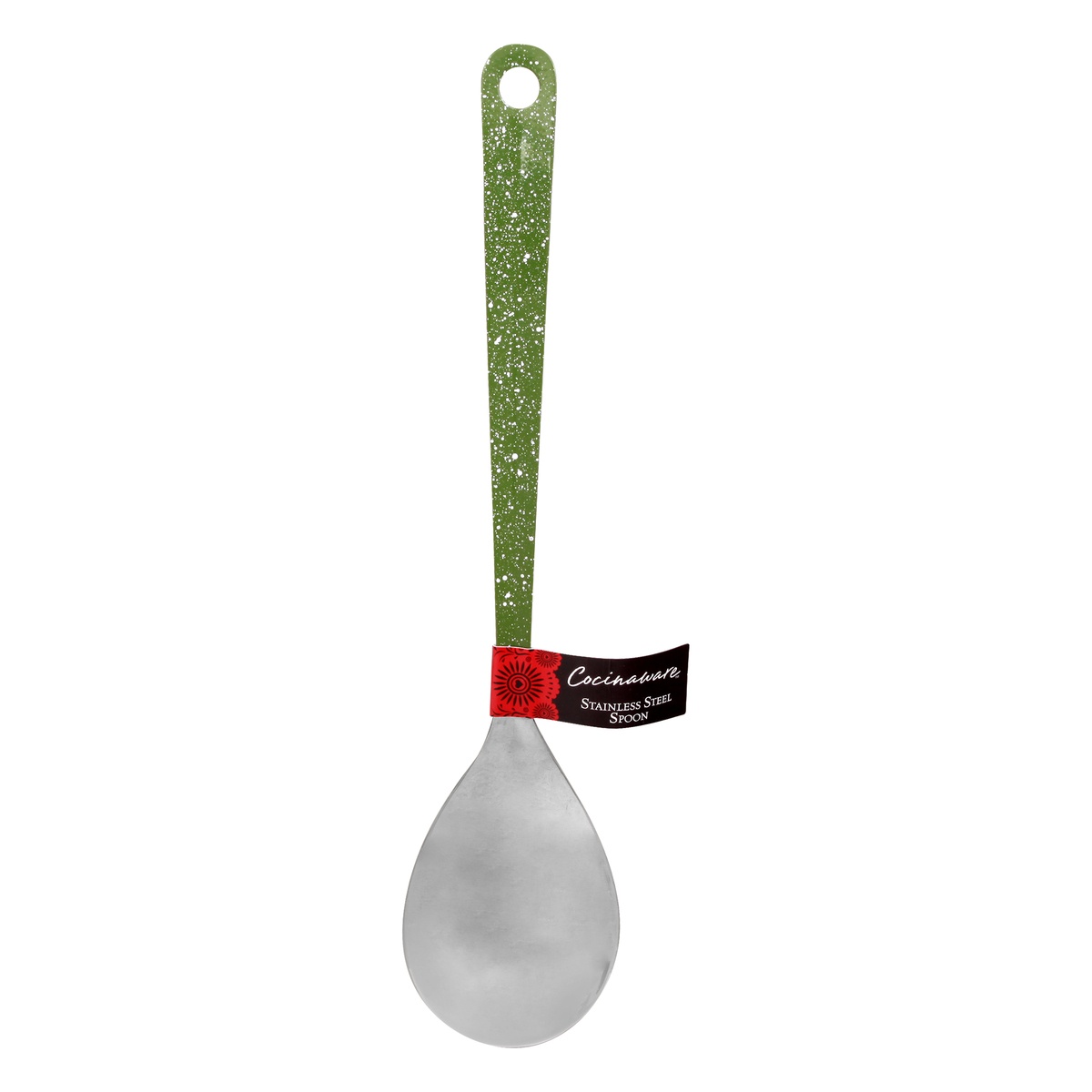 slide 1 of 1, Cocinaware Green Speckled Stainless Steel Spoon, 1 ct