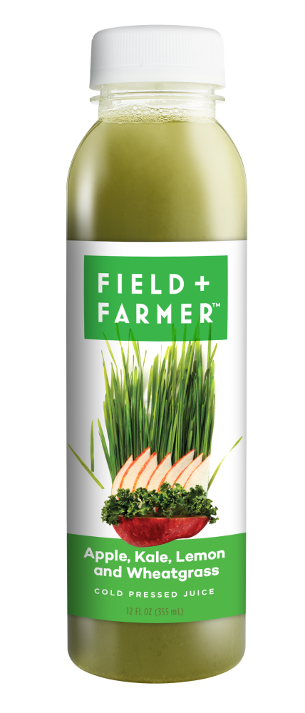 slide 1 of 1, Field & Farmer Apple, Kale, Lemon, and Wheatgrass Cold Pressed Juice, 12 fl oz