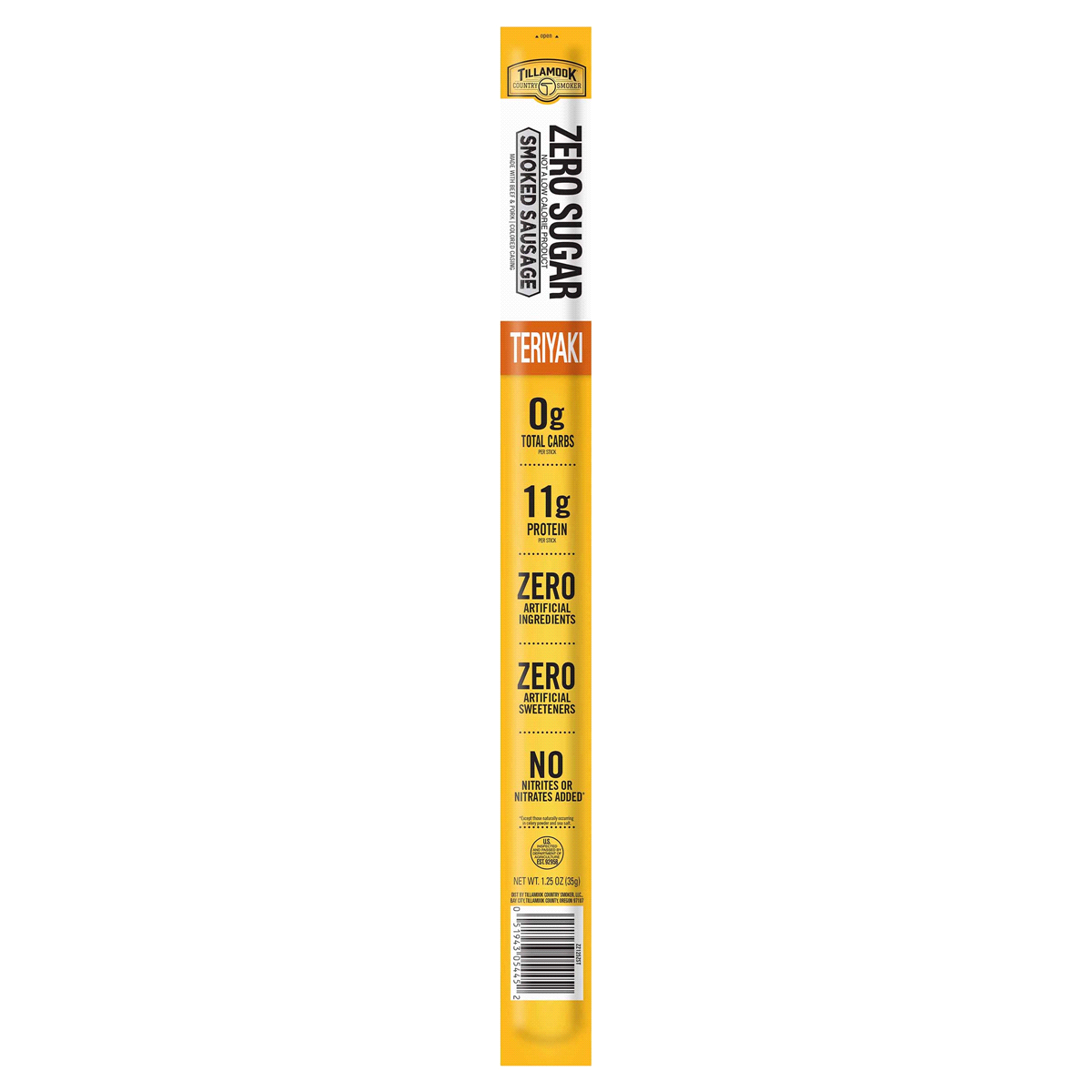 slide 1 of 5, Tillamook Country Smoker Zero Sugar Teriyaki Smoked Sausage Stick, 1.25 oz