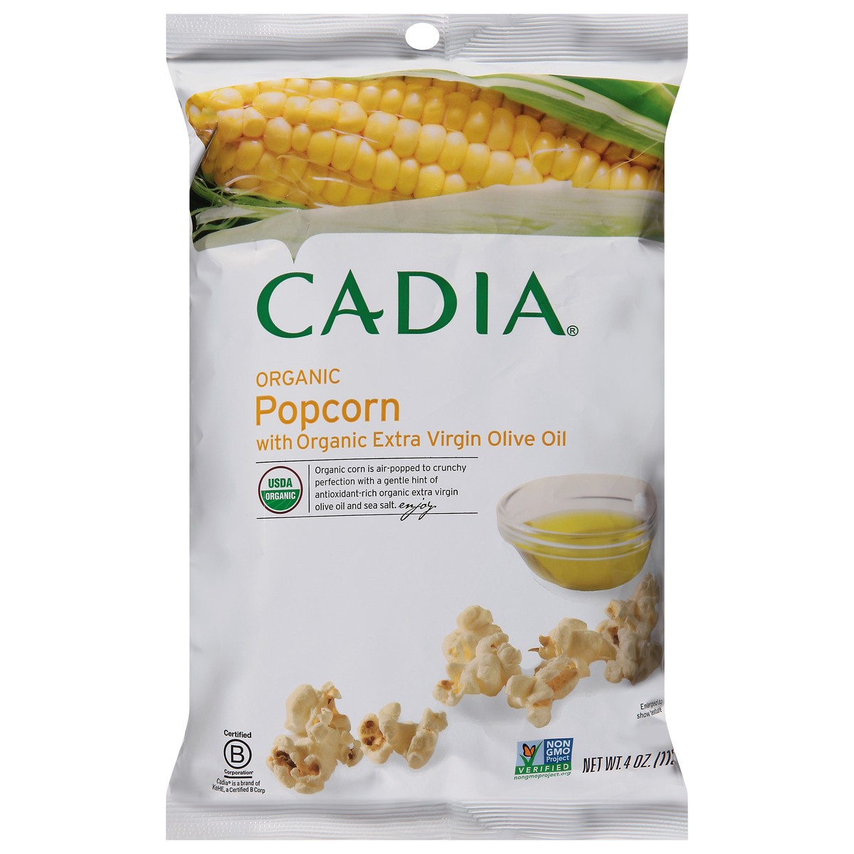 slide 7 of 13, Cadia Organic Popcorn with Organic Extra Virgin Olive Oil 4 oz, 4 oz