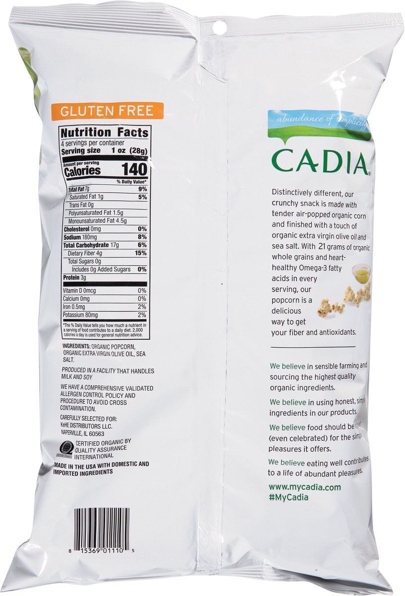 slide 10 of 13, Cadia Organic Popcorn with Organic Extra Virgin Olive Oil 4 oz, 4 oz