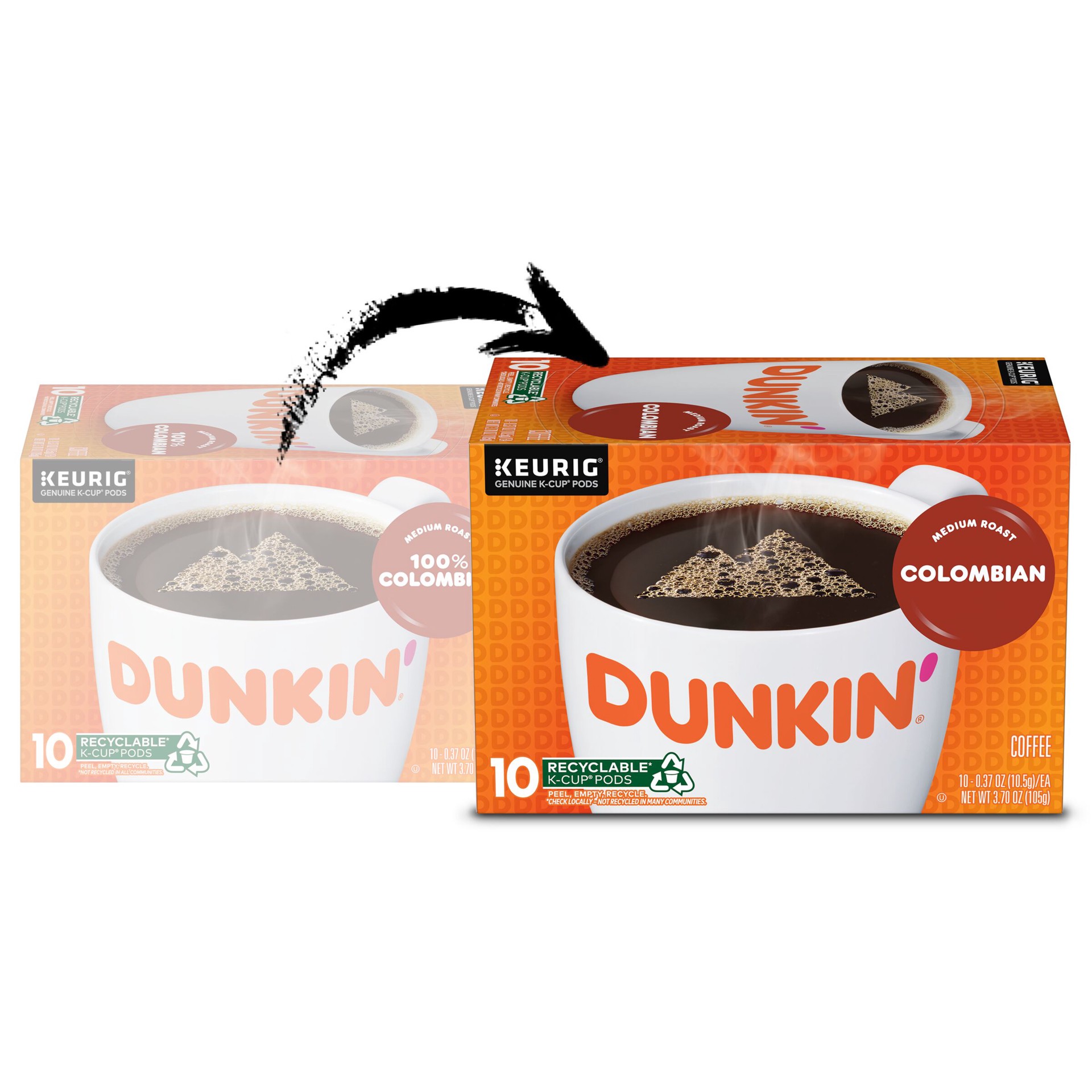 slide 4 of 7, Dunkin'' Colombian Coffee, Medium Roast, Keurig K-Cup Pods, 10 Count Box, 10 ct