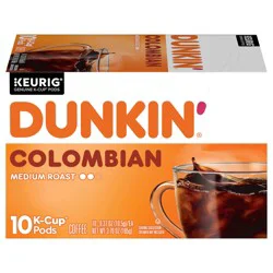 Dunkin'' Dunkin'’ Colombian Medium Roast Coffee, Keurig K-Cup Pods, 10 Count Box