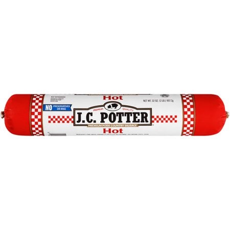 slide 1 of 1, J.C. Potter Hot Pork Sausage Roll, 32 oz