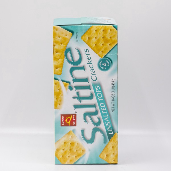 slide 1 of 1, Sunny Select, Unsalted Saltines, 16 oz