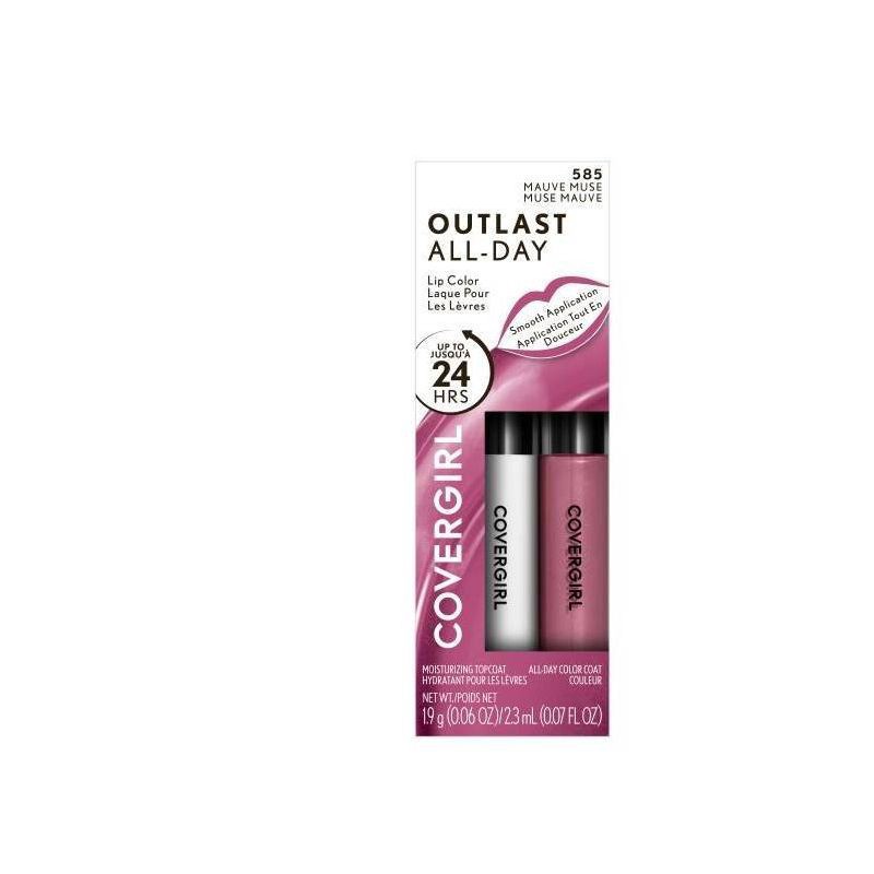 slide 1 of 8, Covergirl Outlast All-Day Lip Color with Topcoat - Mauve Muse - 0.13 fl oz, 0.13 oz