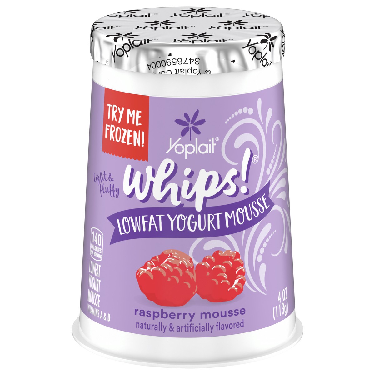 slide 1 of 9, Yoplait Whips! Raspberry Mousse Low-Fat Yogurt, 4 oz, 4 oz