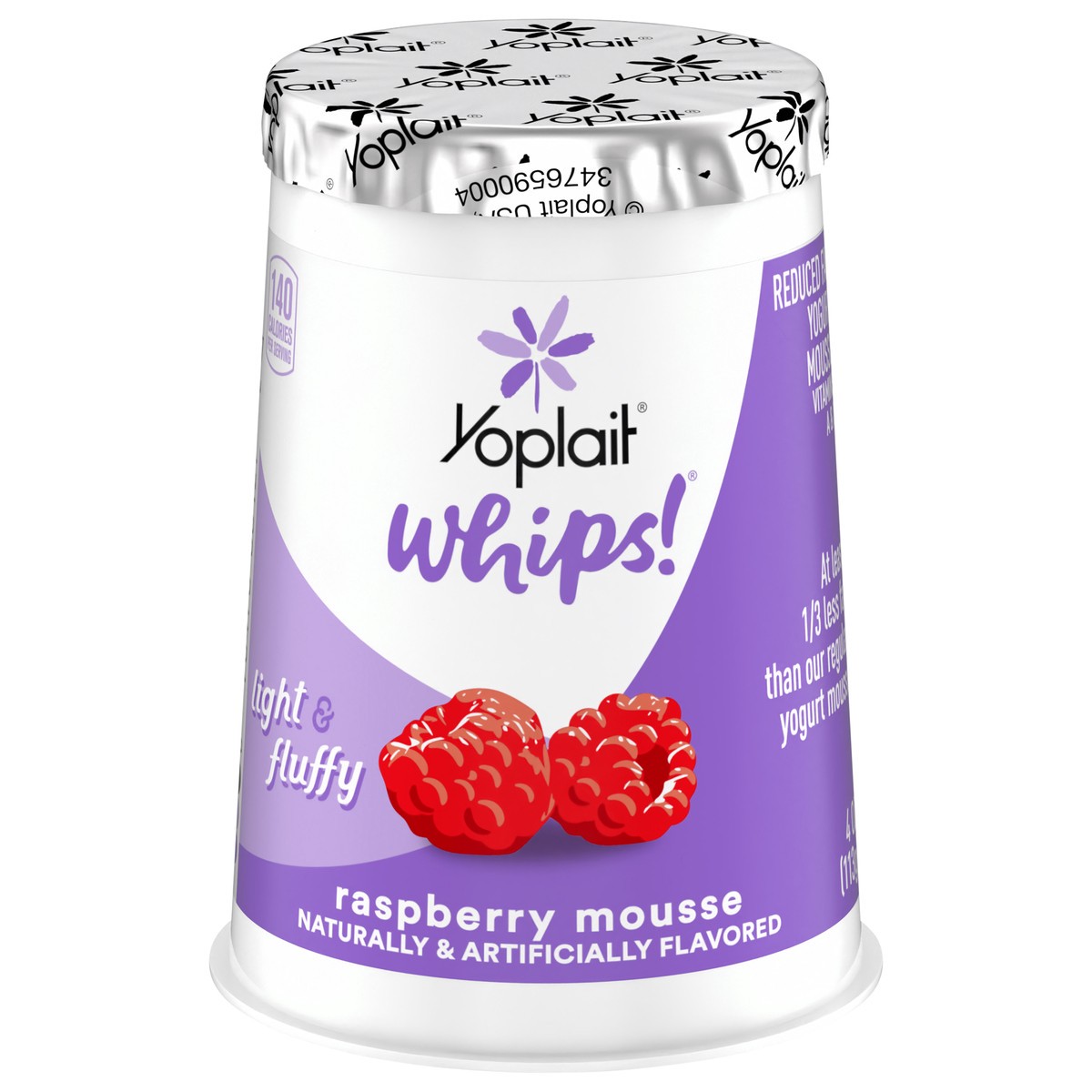 slide 1 of 9, Yoplait Whips Reduced Fat Yogurt Mousse, Raspberry Mousse Flavored, Gluten Free Snack, 4 OZ Yogurt Cup, 4 oz