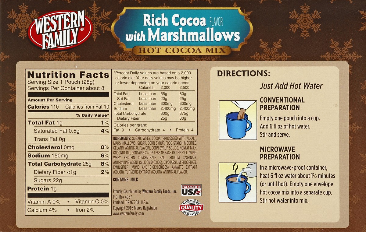 slide 4 of 6, Western Family Hot Cocoa With Marshamallow - 8 ct, 8 ct