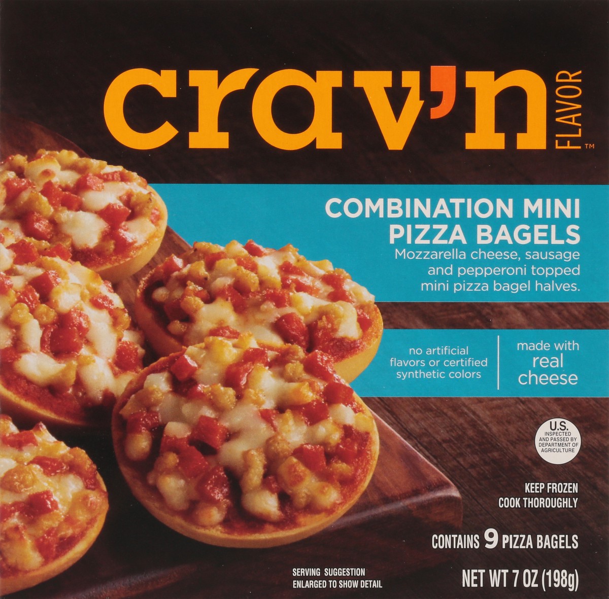 slide 1 of 10, Crav'n Flavor Mini Combination Pizza Bagels 9 ea, 9 ct