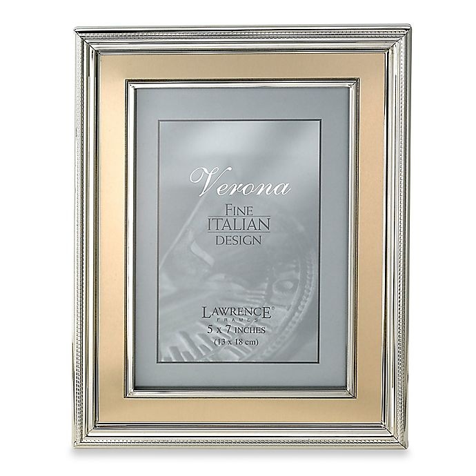 slide 1 of 1, Lawrence Frames Silver-Plated Picture Frame with Brushed Gold Inner Panel, 5 in x 7 in