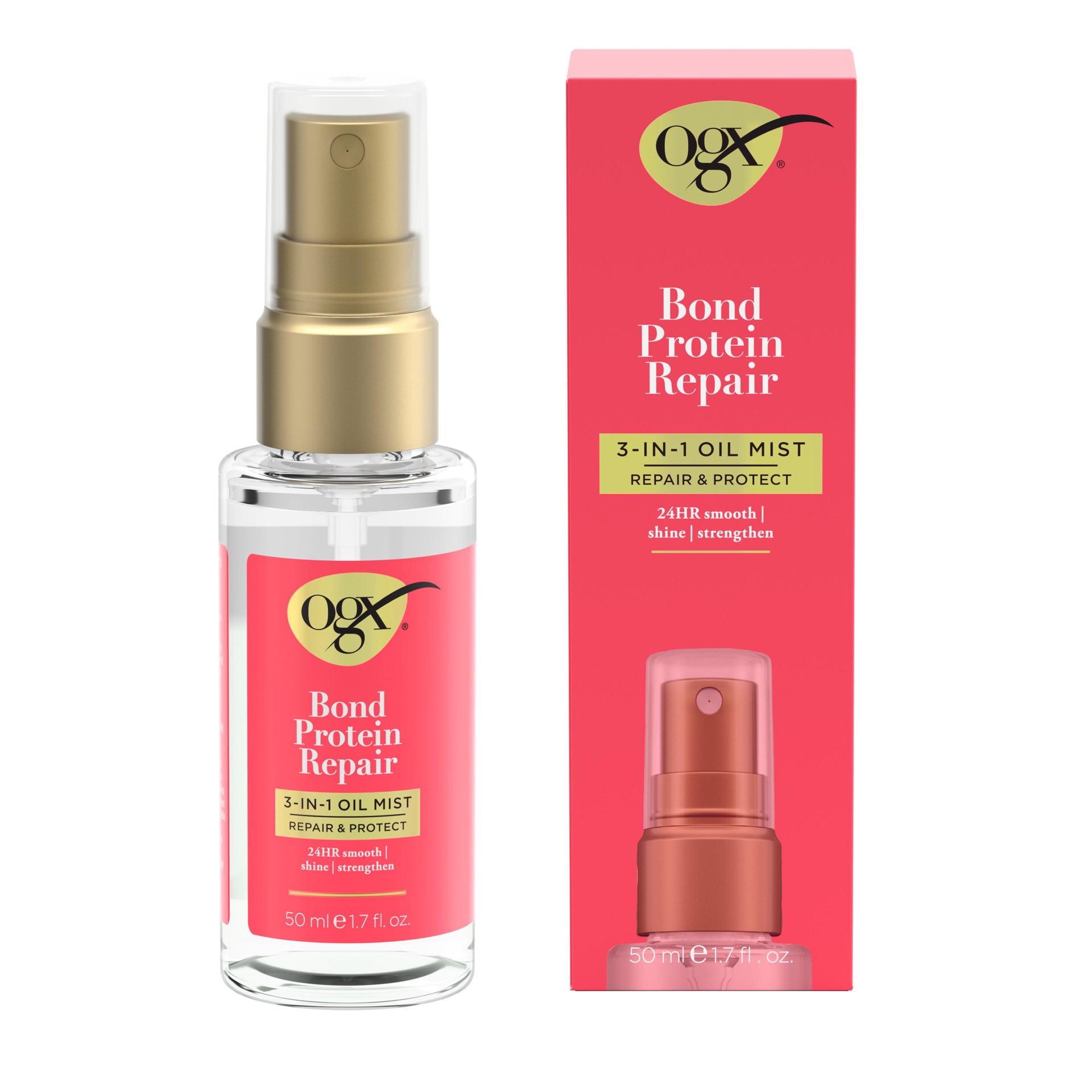 slide 7 of 9, OGX Repair & Protect Bond Protein Repair 3-in-1 Oil Mist, 1.7 fl. oz, 1.7 oz